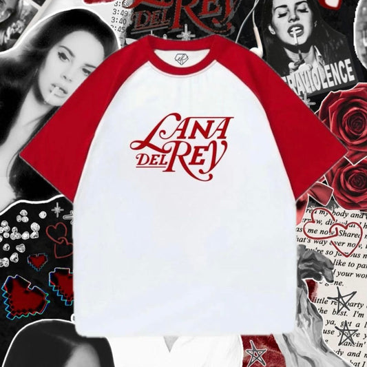 تيشيرت ابيض واحمر لانا ديل ري