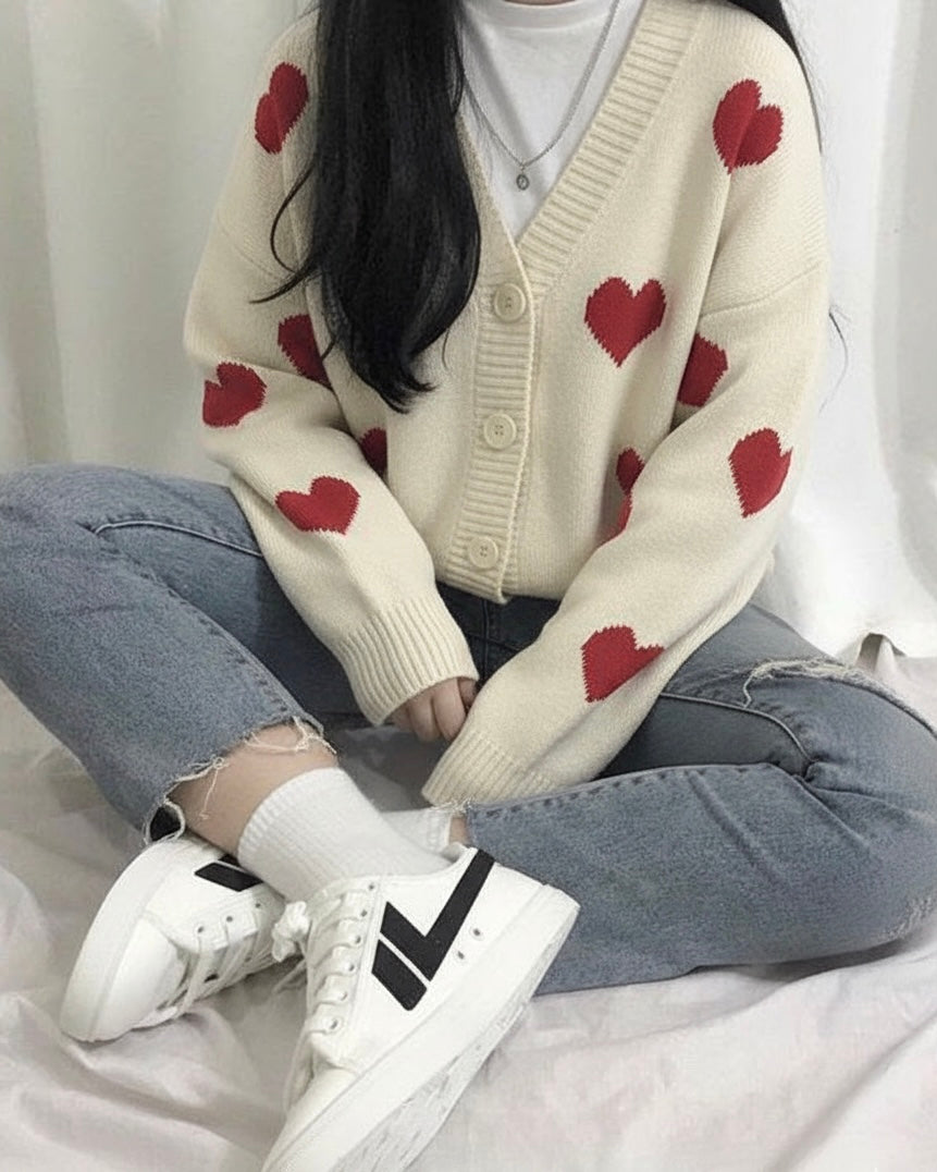 جاكيت كارديغان قلوب لطيفة