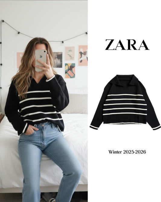 سويتشيرت زارا مخطط ابيض