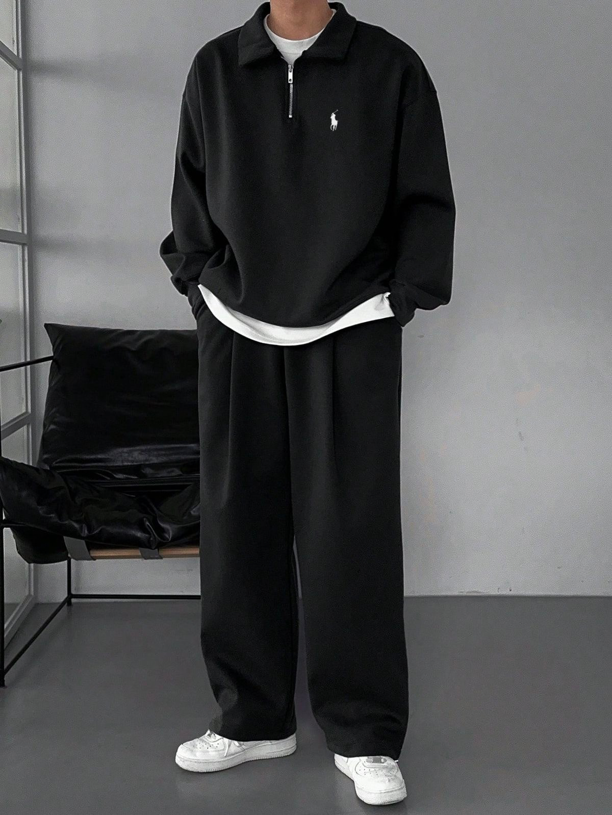 سويتشيرت بولو اسود سحاب