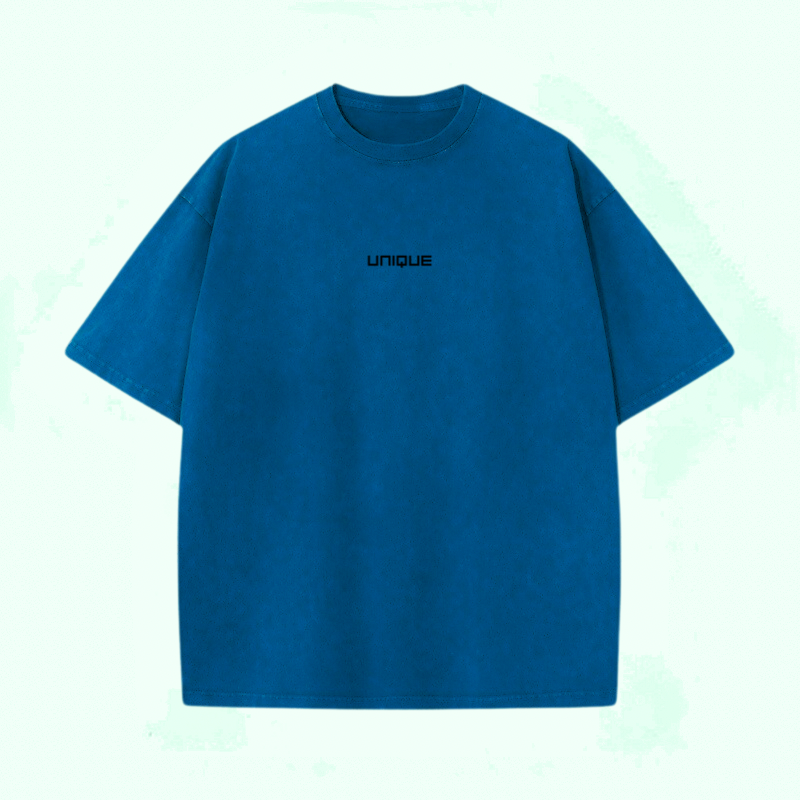 Unique T-shirt  تيشيرت يونيك ازرق اكسفورد