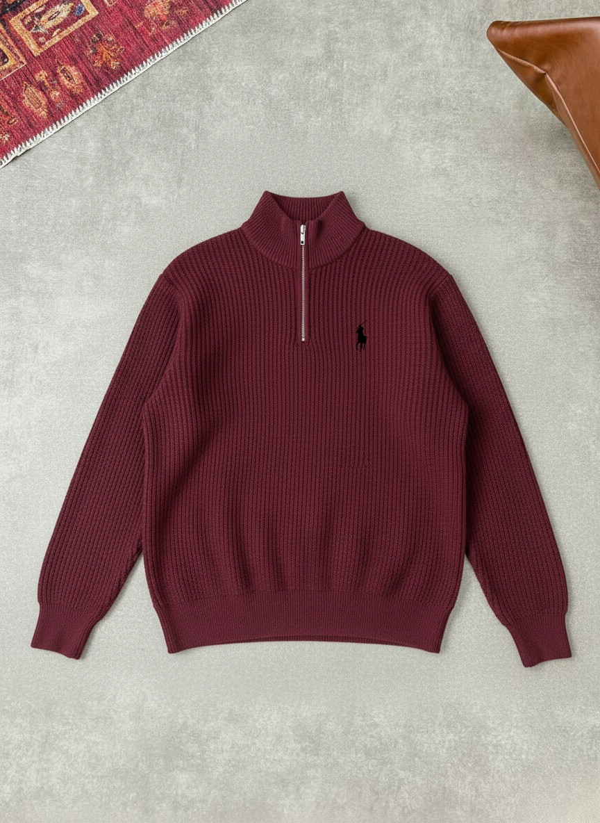 سويتشيرت بولو ماروني سحاب