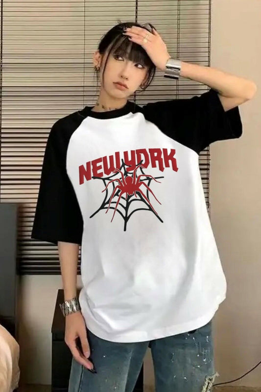 تيشيرت ابيض واسود شبكة عنكبوت