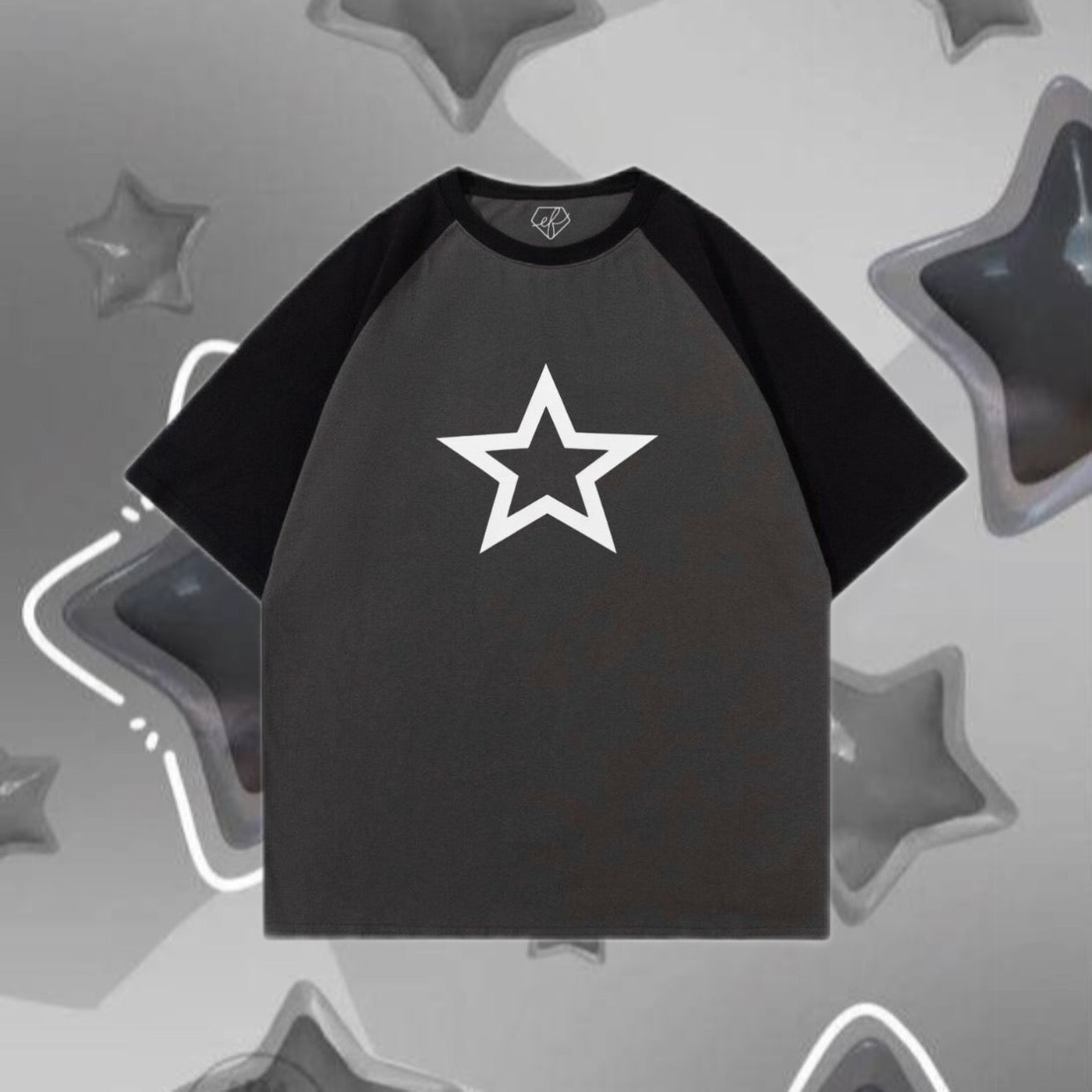 تيشيرت رصاصي وابيض نجمة