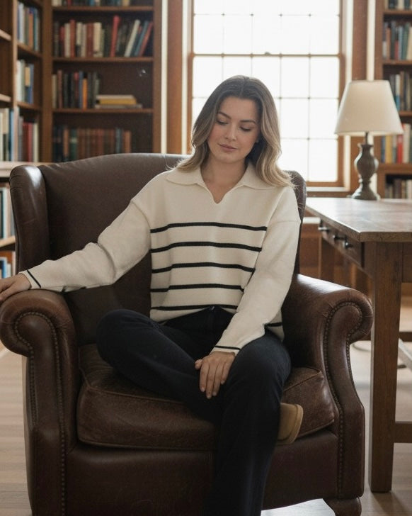 سويتشيرت زارا مخطط ابيض