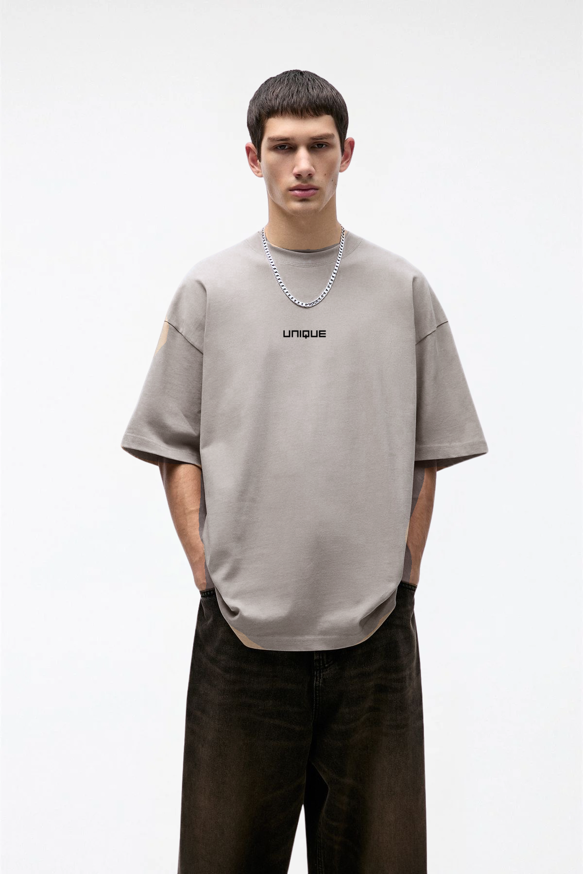 Unique T-shirt تيشيرت يونيك رصاصي سمنتي