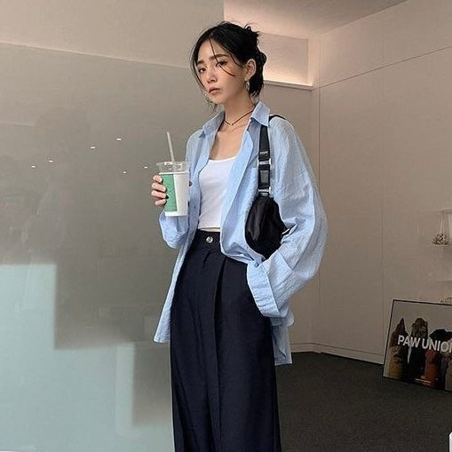 قميص سمائي سادة