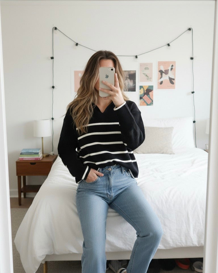 سويتشيرت زارا مخطط ابيض