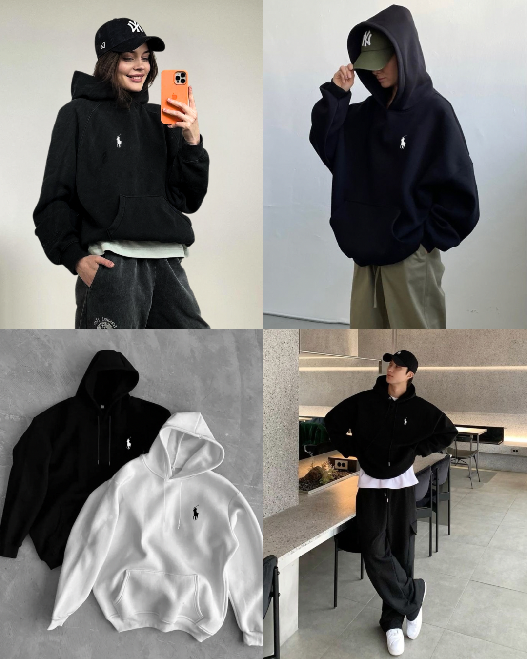 هودي بولو رجالي نسائي اسود