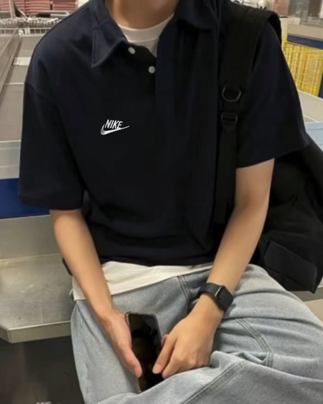 تيشيرت نايك ياخة الشعار تطريز