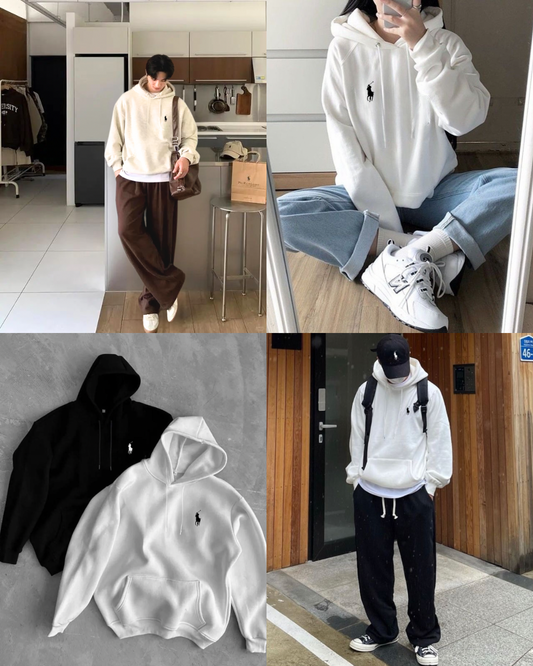هودي بولو رجالي نسائي ابيض