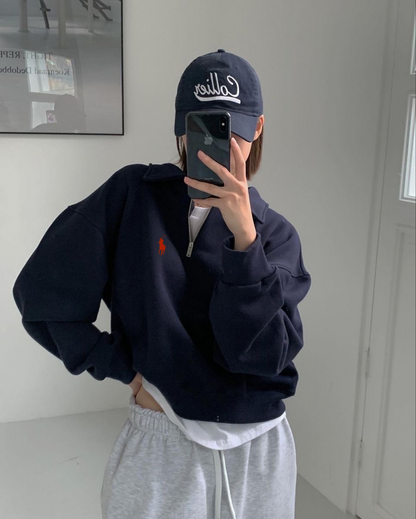 سويتشيرت بولو نيلي سحاب