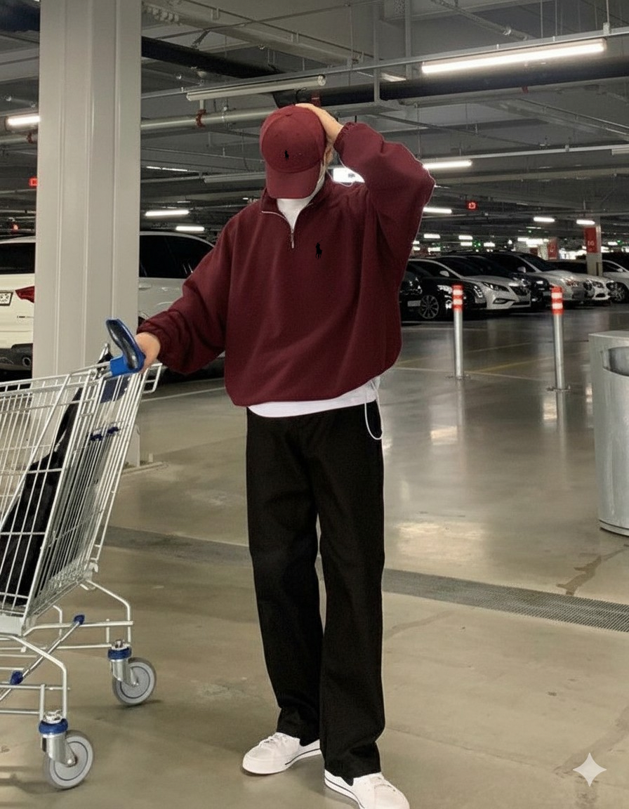 سويتشيرت بولو ماروني سحاب