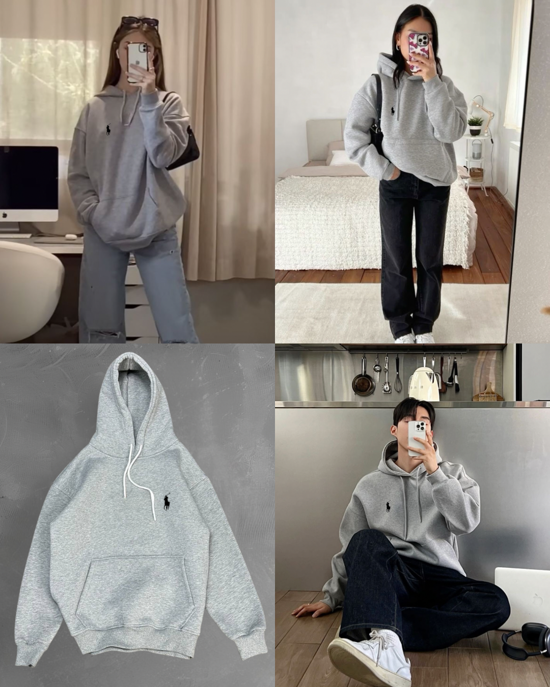 هودي بولو رجالي نسائي رصاصي