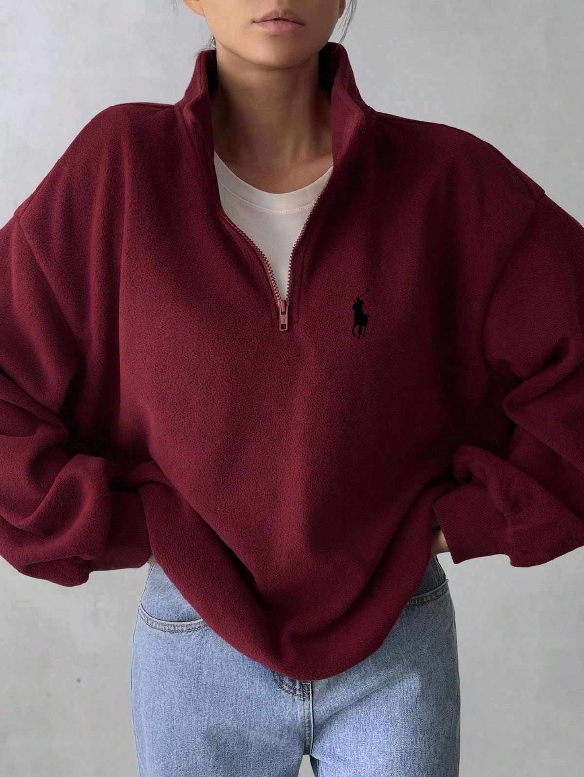 سويتشيرت بولو ماروني سحاب