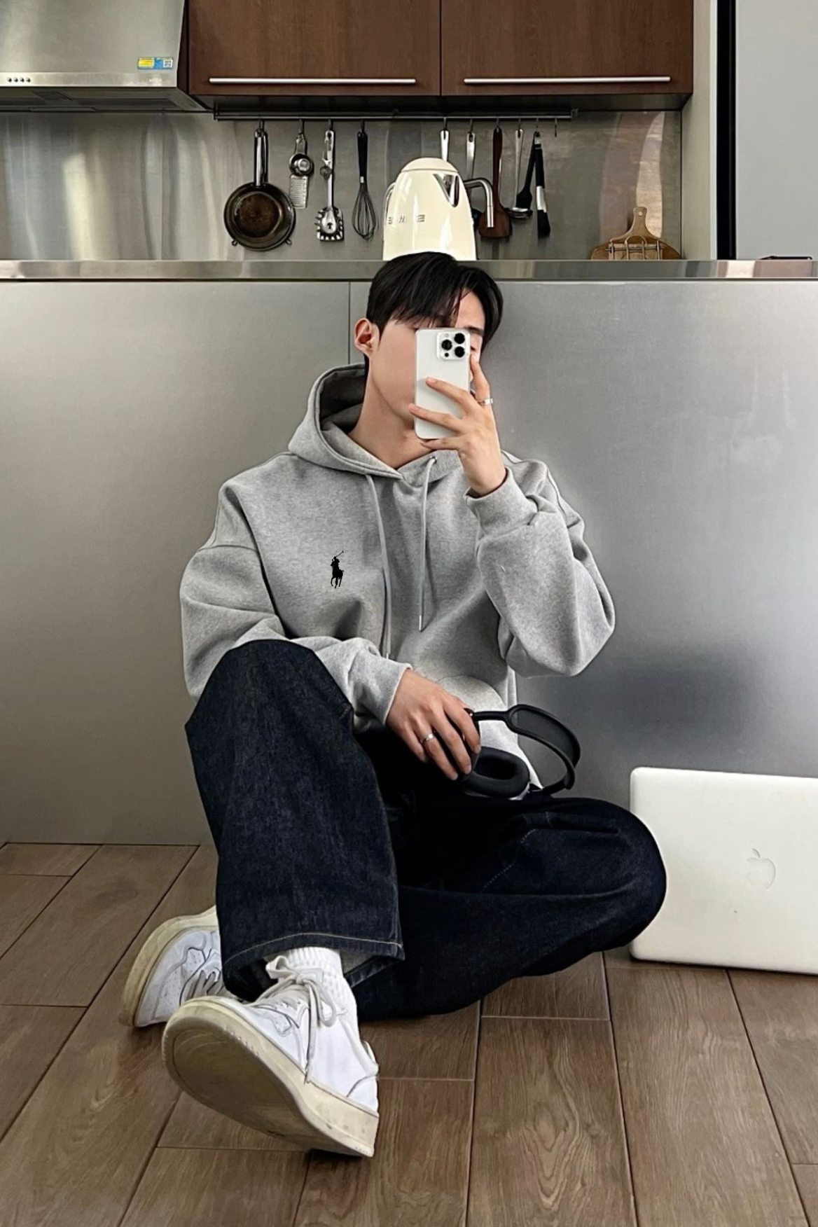 هودي بولو رجالي نسائي رصاصي