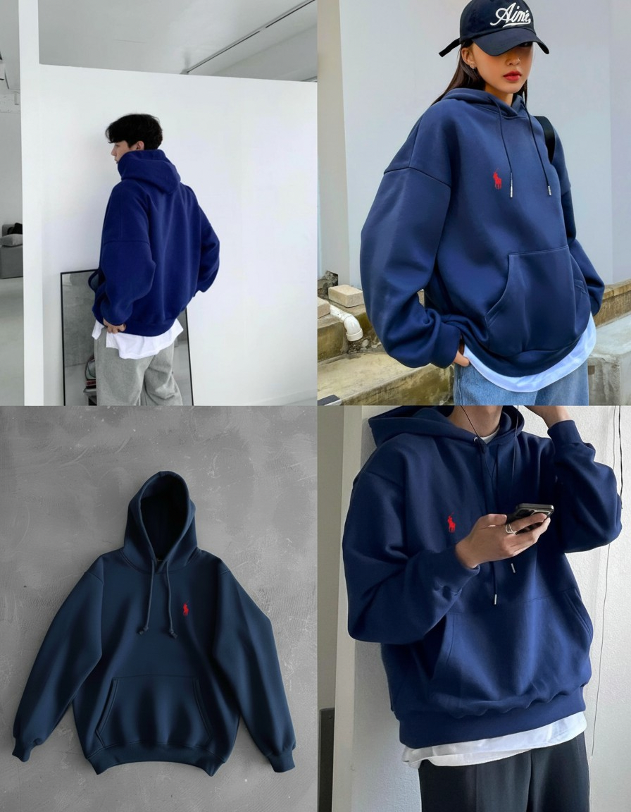 هودي بولو رجالي نسائي نيلي