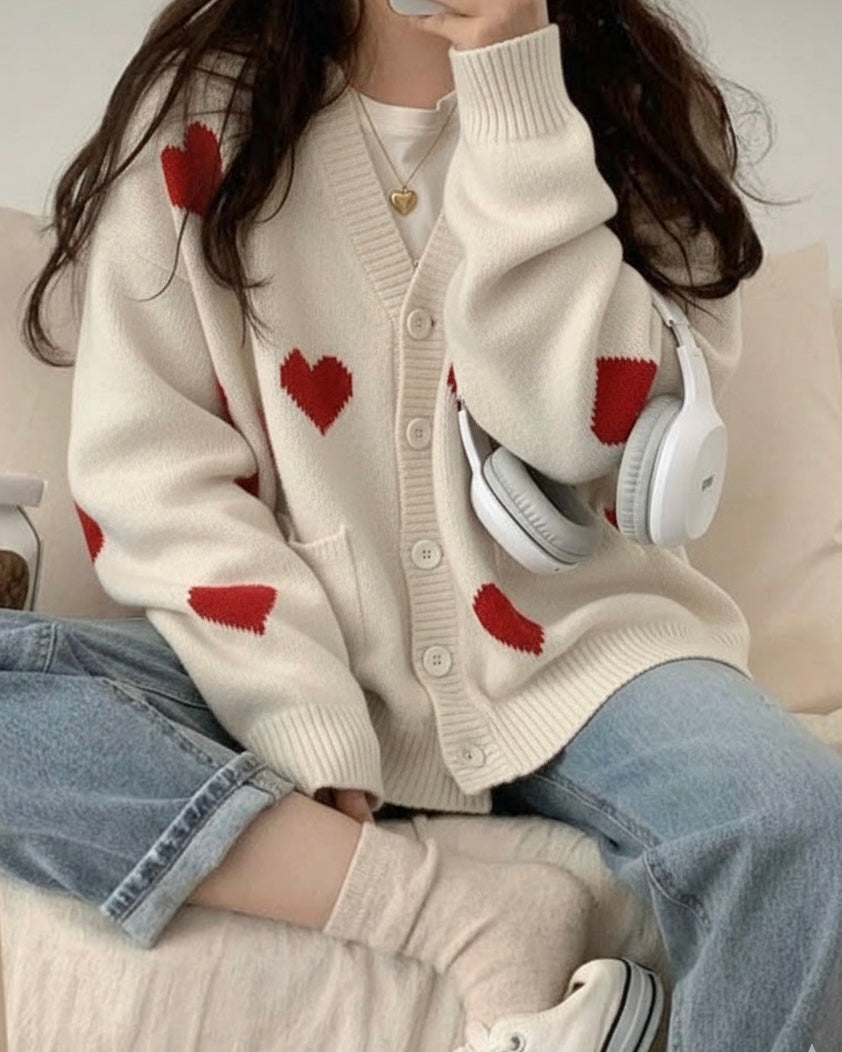 جاكيت كارديغان قلوب لطيفة