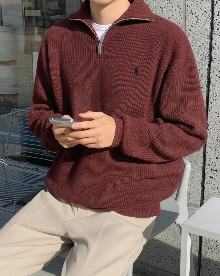 سويتشيرت بولو ماروني سحاب