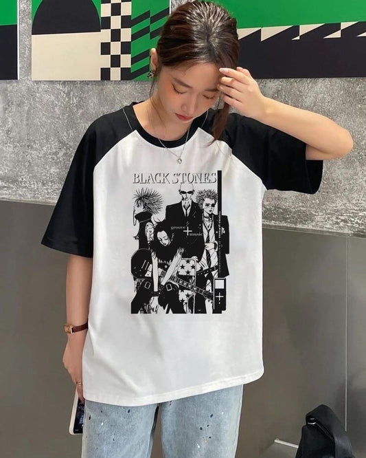 تيشيرت ابيض واسود Black stones