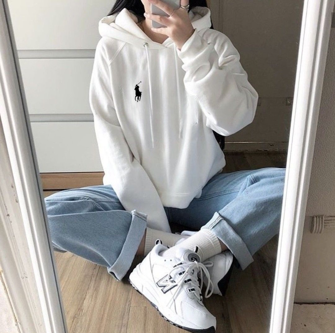 هودي بولو رجالي نسائي ابيض