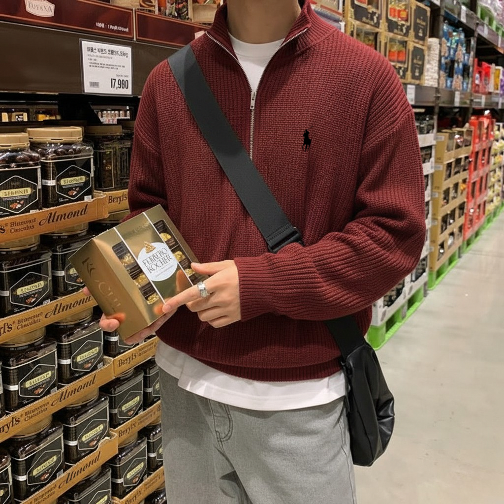 سويتشيرت بولو ماروني سحاب