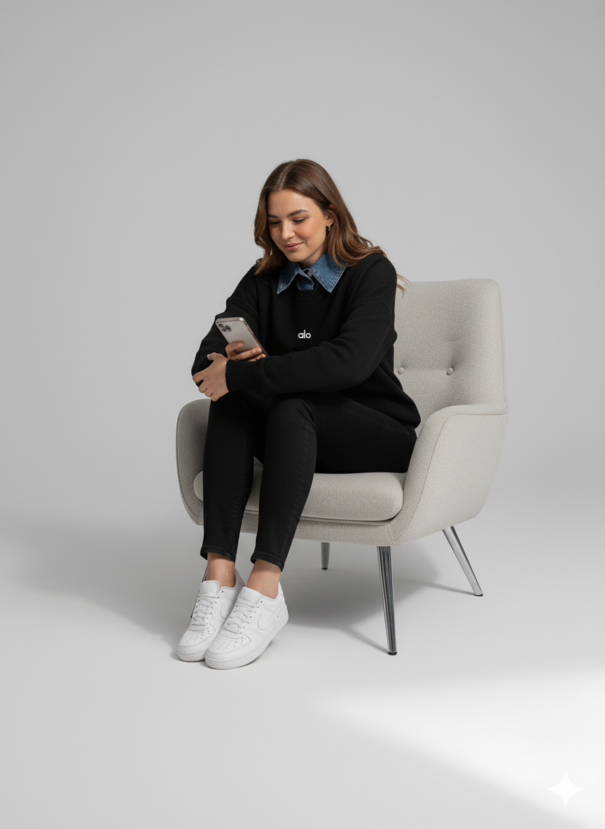 سويتشيرت اسود Sweatshirt alo