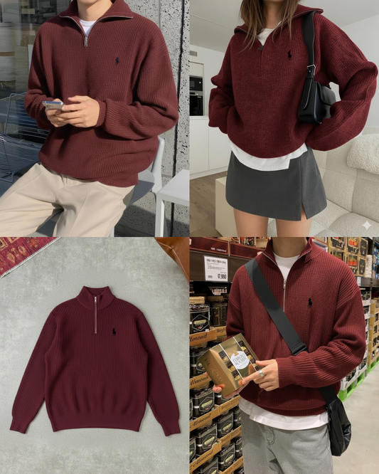 سويتشيرت بولو ماروني سحاب