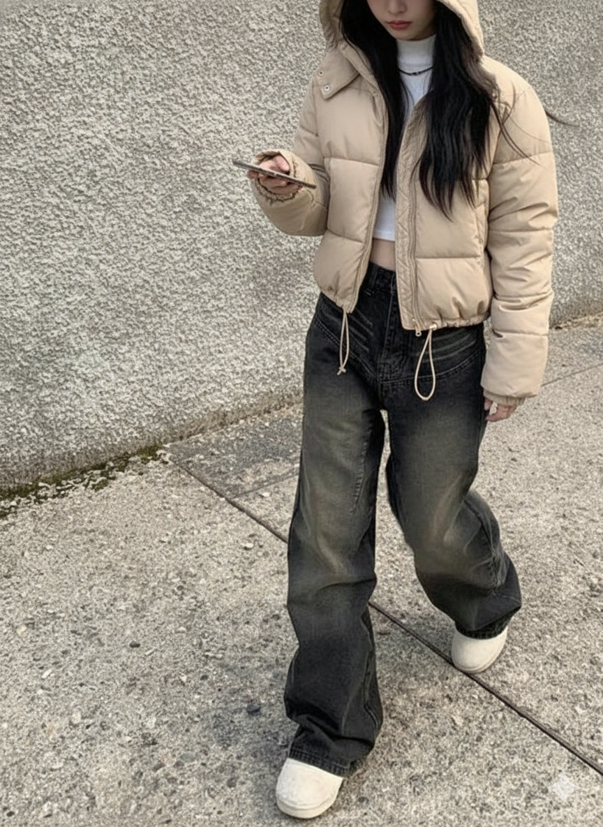 جاكيت جلد بفر Leather Puffer