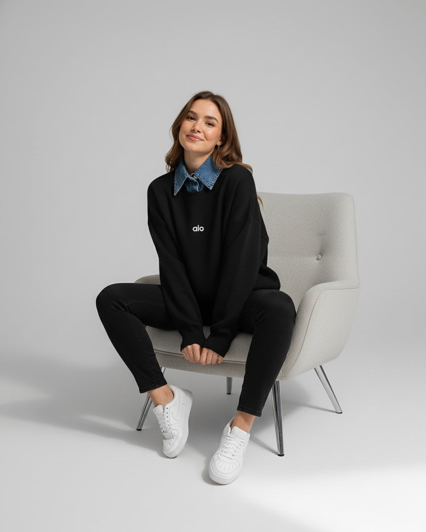 سويتشيرت اسود Sweatshirt alo